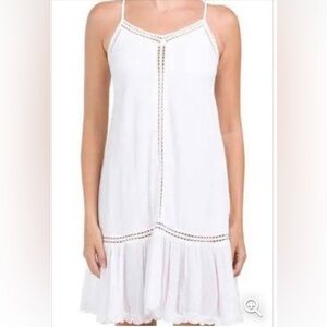 Cupcakes and Cashmere White Tank Sun Dress Sz Large Tier Crochet Crinkle